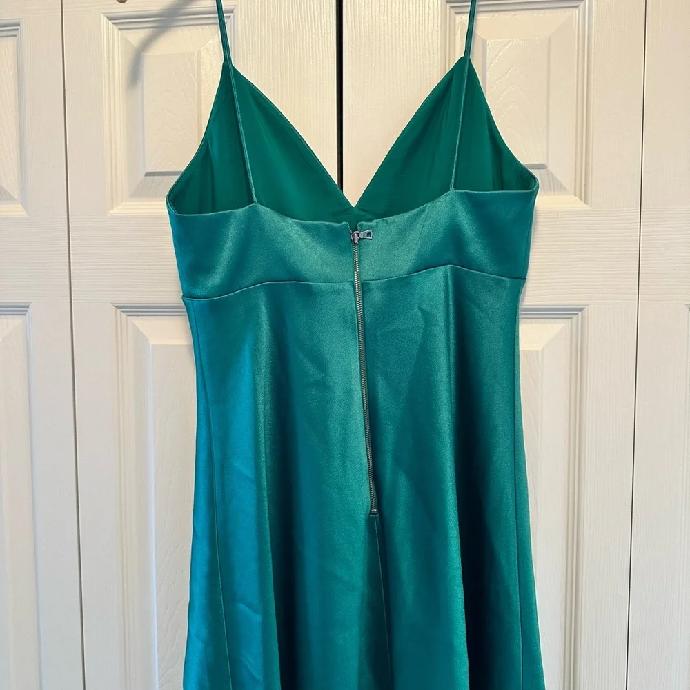ALICE + OLIVIA JULIETTA MINI SLIP DRESS EMERALD GREEN SIZE 8 - Picture 8 of 10